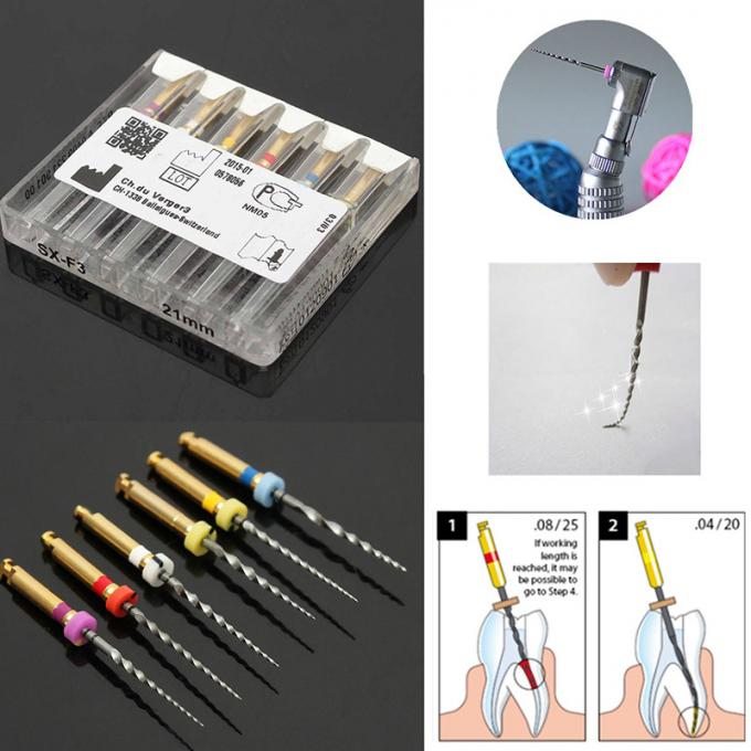 Dental Root Canal Rotary Files Reamer Instruments F Gold Both Taper 4 Taper 6 1