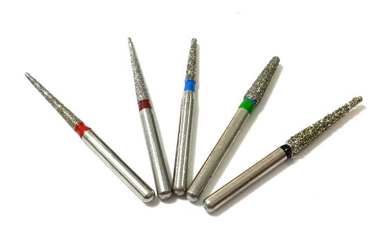 TF Series Flat Cone Taper Head Dental FG Diamond Bur Grinding Tools With Electroplated SS Handle