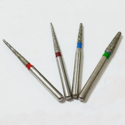 TF Series Flat Cone Taper Head Dental FG Diamond Bur Grinding Tools With Electroplated SS Handle
