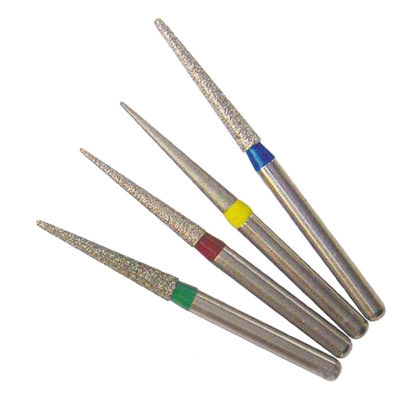 TF Series Flat Cone Taper Head Dental FG Diamond Bur Grinding Tools With Electroplated SS Handle
