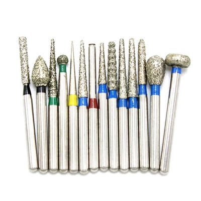 TF Series Flat Cone Taper Head Dental FG Diamond Bur Grinding Tools With Electroplated SS Handle