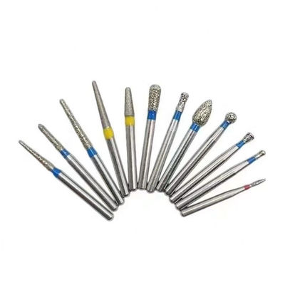 TF Series Flat Cone Taper Head Dental FG Diamond Bur Grinding Tools With Electroplated SS Handle
