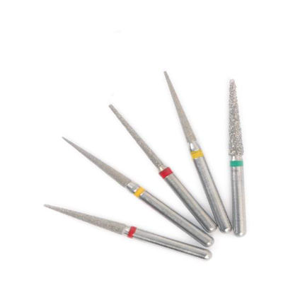 TF Series Flat Cone Taper Head Dental FG Diamond Bur Grinding Tools With Electroplated SS Handle