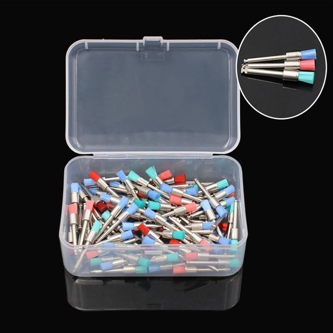 Dental Polishing Prophy Brush Nylon White Flat Head Soft Colorful Latch Style 2