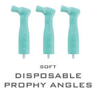 Plastic Disposable Prophy Angle With Brush Snap On Soft Buckle Ribbed Cup Head Green