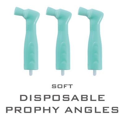 Plastic Disposable Prophy Angle With Brush Snap On Soft Buckle Ribbed Cup Head Green