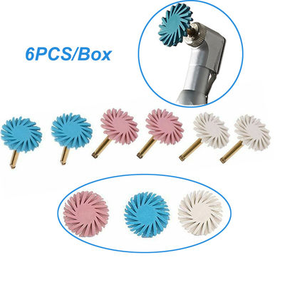 6Pcs  Dental Rubber Diamond Polisher Impeller CA RA Polishing Composite Kits Discs Wheel